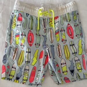 GAP Boys Neon Surfboard Print Swim Trunks - Light Gray, Neon Yellow, Red, Green